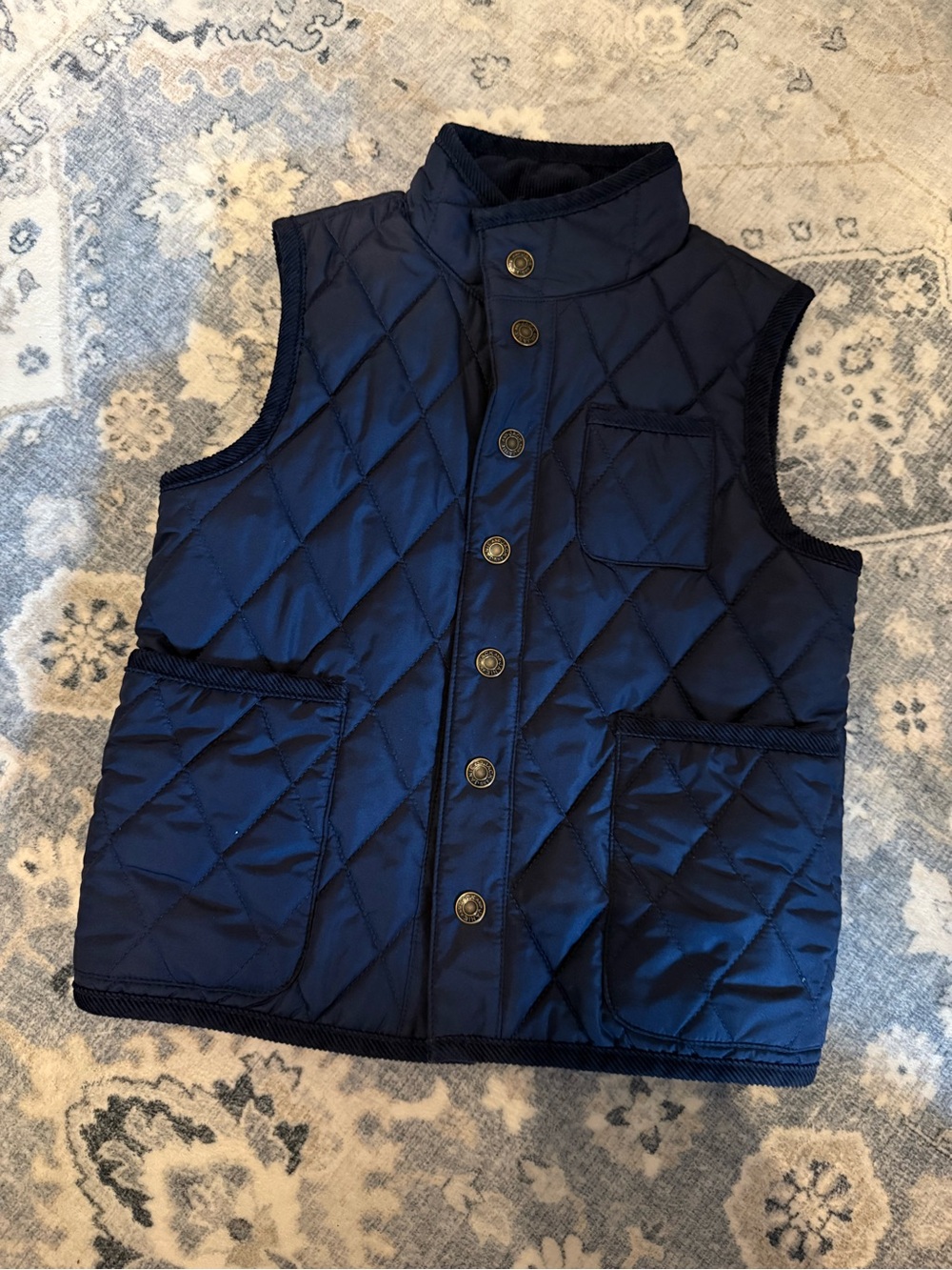 Janie and Jack Navy Quilted Snap-Front Vest